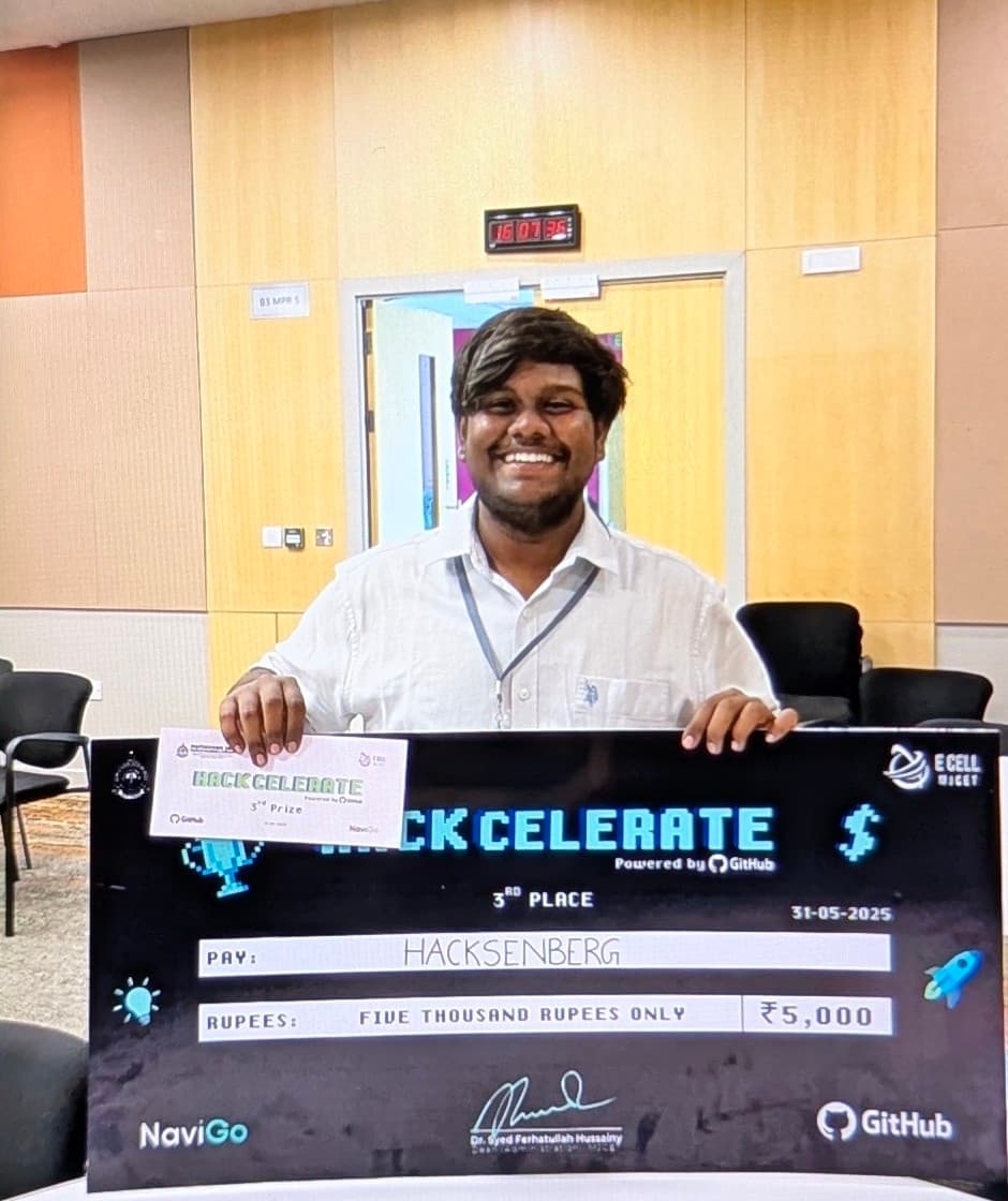 Amar Reddy's team as runner-up at Microsoft Hyderabad Most Delightful Hackathon